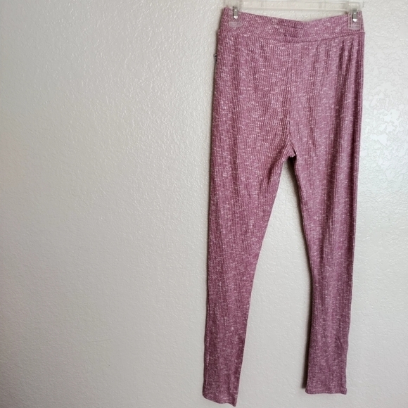 Gymshark Womens Slounge Ribbed Leggings Joggers Small S Hi Rise Deep Plum Marl S - Picture 5 of 7